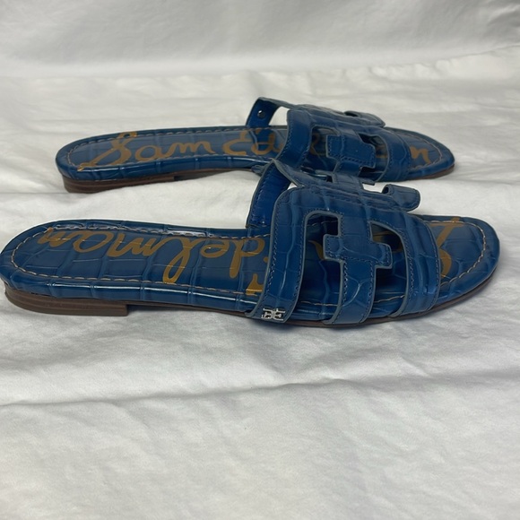 Sam Edelman Bay Slide Sandals Blue Leather - Picture 4 of 7